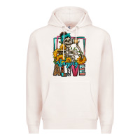 Pale Pink staying alive coffee drinking skeleton Premium Hoodie - Jasminsmagicworld