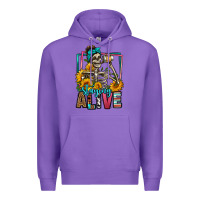 Purple staying alive coffee drinking skeleton Premium Hoodie - Jasminsmagicworld