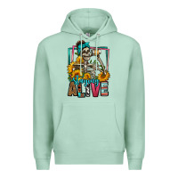 Seafoam staying alive coffee drinking skeleton Premium Hoodie - Jasminsmagicworld