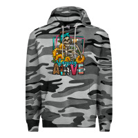 Slate Camo staying alive coffee drinking skeleton Premium Hoodie - Jasminsmagicworld