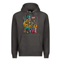 Smoke staying alive coffee drinking skeleton Premium Hoodie - Jasminsmagicworld
