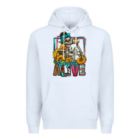 White staying alive coffee drinking skeleton Premium Hoodie - Jasminsmagicworld
