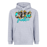 Heather Grey cow junkie Heavyweight Hoodie - Zillion Design Studio