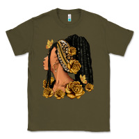 Army Green Gold roses afro woman Classic Tee - RanaPortraitStore
