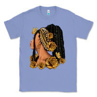 Colony Blue Gold roses afro woman Classic Tee - RanaPortraitStore