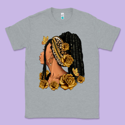 Gold Roses Afro Woman Classic Tee Designed By Ranaportraitstore