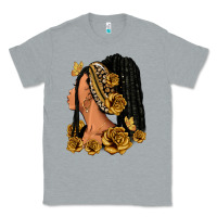 Heather Grey Gold roses afro woman Classic Tee - RanaPortraitStore