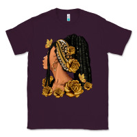 Plum Gold roses afro woman Classic Tee - RanaPortraitStore