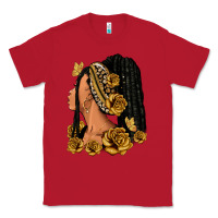 Red Gold roses afro woman Classic Tee - RanaPortraitStore