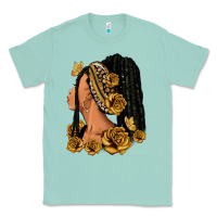 Seafoam Gold roses afro woman Classic Tee - RanaPortraitStore
