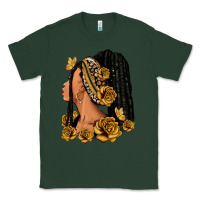 Sports Green Gold roses afro woman Classic Tee - RanaPortraitStore