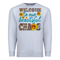 Heather Grey welcome to our beautiful chaos Premium Sweatshirt - HRA Design Shop