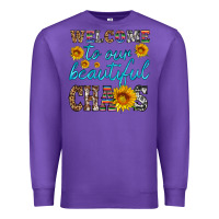 Purple welcome to our beautiful chaos Premium Sweatshirt - HRA Design Shop