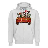 Dove Grey Merry Christmas Truck Farm Animals Zipper Hoodie - RanaPortraitStore