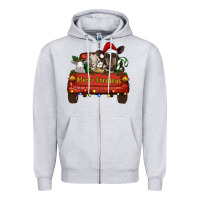 Heather Grey Merry Christmas Truck Farm Animals Zipper Hoodie - RanaPortraitStore