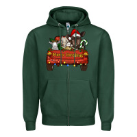 Sports Green Merry Christmas Truck Farm Animals Zipper Hoodie - RanaPortraitStore