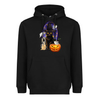 Black Halloween Cat and Pumpkin Heavyweight Hoodie - texasbilliewilder