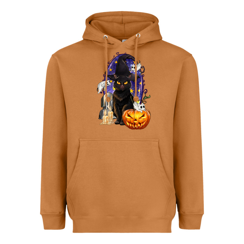 Halloween Cat And Pumpkin Heavyweight Hoodie by texasbilliewilder | Teevron