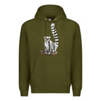 Army Green Ringtail Cat Premium Hoodie - LillyAllenDesigns