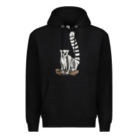 Black Ringtail Cat Premium Hoodie - LillyAllenDesigns