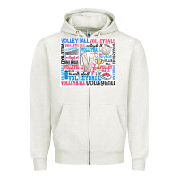 Oatmeal Heather volleyball Zipper Hoodie - Zillion Design Studio