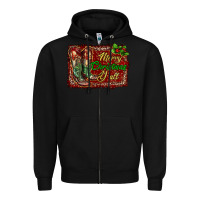 Black Merry Christmas Y'all Boots Zipper Hoodie - RanaPortraitStore