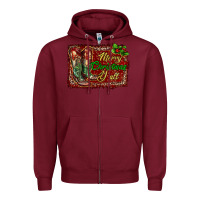 Burgundy Merry Christmas Y'all Boots Zipper Hoodie - RanaPortraitStore