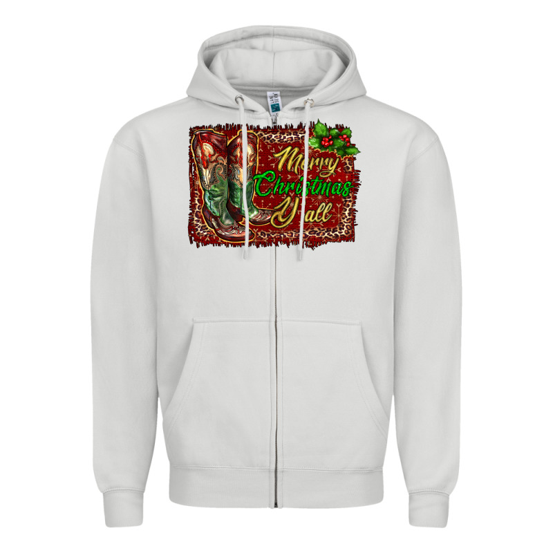 Merry Christmas Y'all Boots Zipper Hoodie by RanaPortraitStore | Teevron