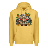 Antique Gold western gnome sunflowers rainbow Premium Hoodie - BarkalooDesign