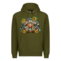 Army Green western gnome sunflowers rainbow Premium Hoodie - BarkalooDesign