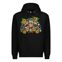 Black western gnome sunflowers rainbow Premium Hoodie - BarkalooDesign