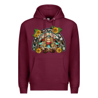 Burgundy western gnome sunflowers rainbow Premium Hoodie - BarkalooDesign