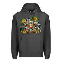 Charcoal Heather western gnome sunflowers rainbow Premium Hoodie - BarkalooDesign