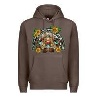Coffee western gnome sunflowers rainbow Premium Hoodie - BarkalooDesign