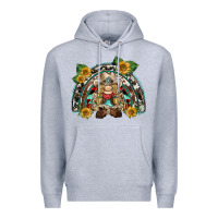 Heather Grey western gnome sunflowers rainbow Premium Hoodie - BarkalooDesign