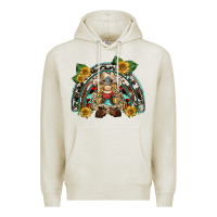 Oatmeal Heather western gnome sunflowers rainbow Premium Hoodie - BarkalooDesign