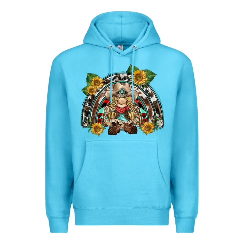 Western Gnome Sunflowers Rainbow Premium Hoodie by BarkalooDesign | Teevron