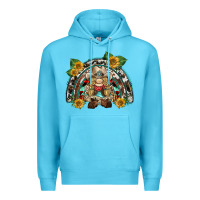 Ocean Blue western gnome sunflowers rainbow Premium Hoodie - BarkalooDesign