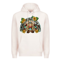 Pale Pink western gnome sunflowers rainbow Premium Hoodie - BarkalooDesign