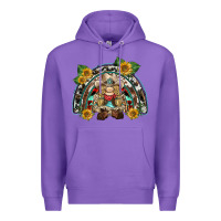 Purple western gnome sunflowers rainbow Premium Hoodie - BarkalooDesign