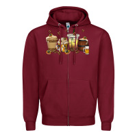 Burgundy beer coffee cups Zipper Hoodie - texasbilliewilder