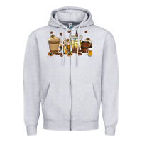 Heather Grey beer coffee cups Zipper Hoodie - texasbilliewilder