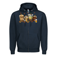 Navy beer coffee cups Zipper Hoodie - texasbilliewilder