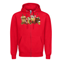 Red beer coffee cups Zipper Hoodie - texasbilliewilder