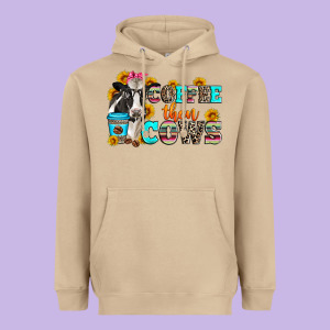 Coffee Then Cows Heavyweight Hoodie Designed By Zillion Design Studio