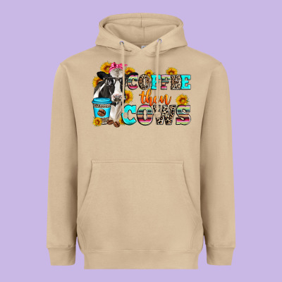 Coffee Then Cows Heavyweight Hoodie Designed By Zillion Design Studio