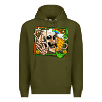 Army Green st patricks day peace skull Premium Hoodie - Jasminsmagicworld