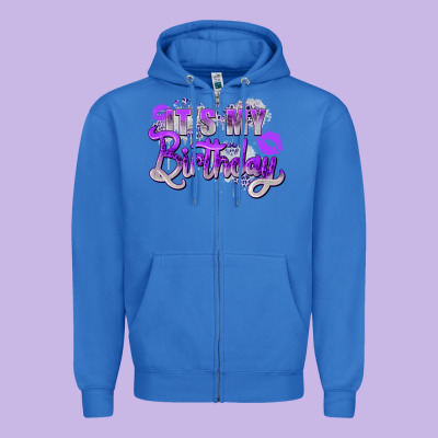 Purple Its My Birthday Zipper Hoodie Designed By Zillion Design Studio