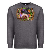 Charcoal Heather halloween pig Premium Sweatshirt - CowhideDigitalArt