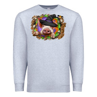 Heather Grey halloween pig Premium Sweatshirt - CowhideDigitalArt